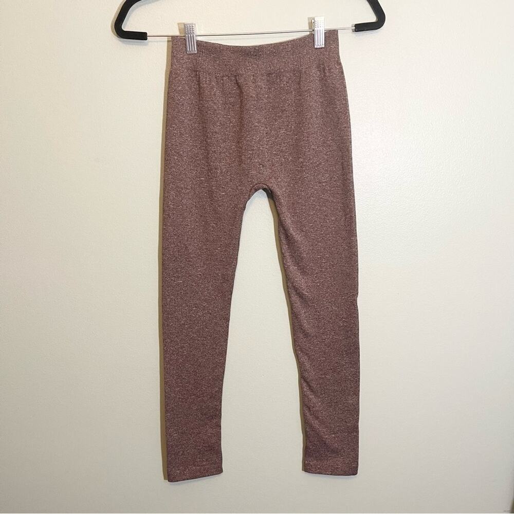 Womens Ribbed‎ Waistband Fleece Lined Stretch Pull-On Leggings Brown Size L/XL